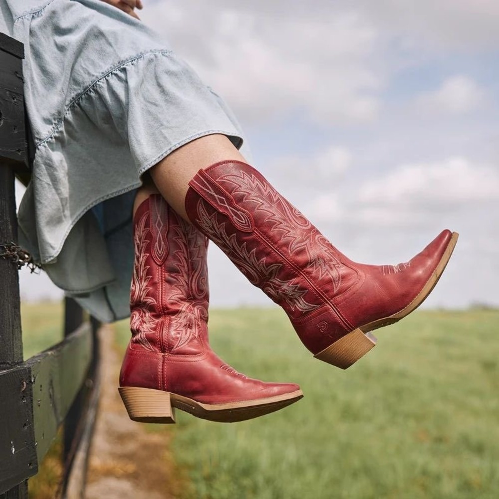 NEW Durango Shyloh Crimson Red Western Boots Snip Toe Cowgirl Rodeo Statement - Picture 6 of 16